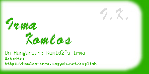 irma komlos business card